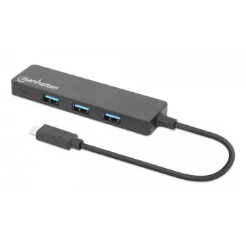 Manhattan USB-C centrmezgls/hubs, 4 porti: USB-A (x4), 5 Gbps (USB 3.2 Gen1), USB barots
