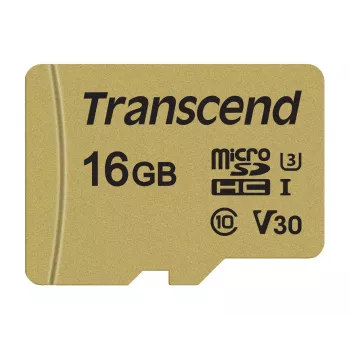 Transcend 16GB microSDHC 500S UHS-I U3 MLC atmiņas karte ar adapteri