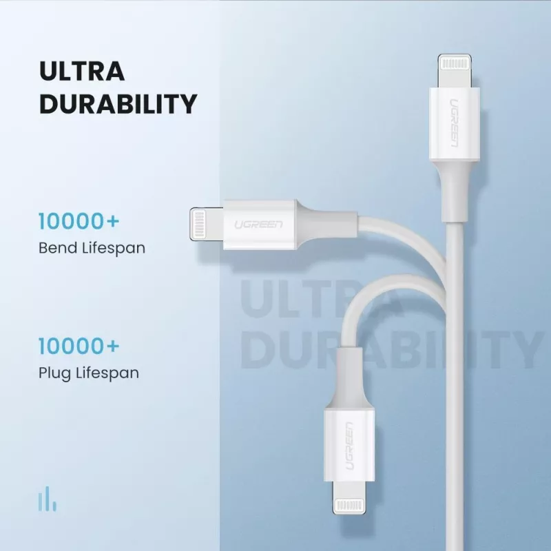 Ugreen 10493 USB-C uz Lightning kabelis 1 m Balts
