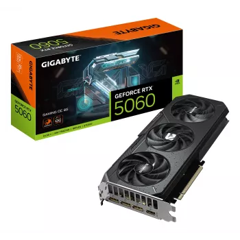 GIGABYTE GeForce RTX 5060 GAMING OC 8G videokarte - 8GB GDDR7, 128bit, PCI-E 5.0, 2595 MHz kodola frekvence, 3 x DisplayPort, 1 x HDMI, GV-N5060GAMING OC-8GD