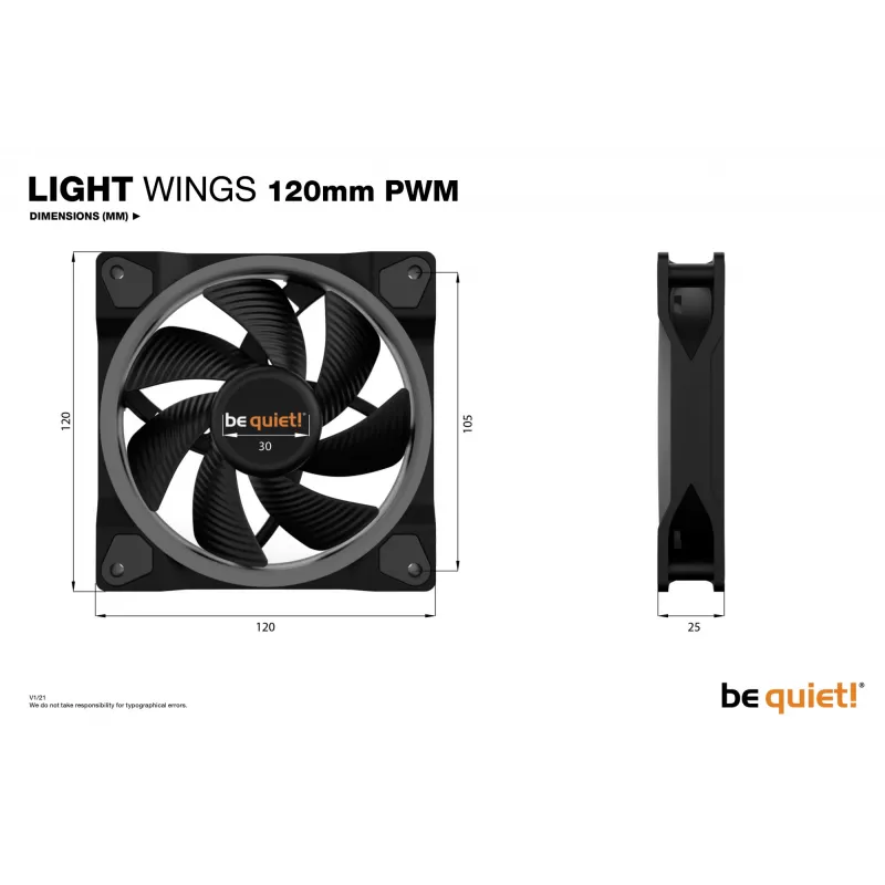be quiet! Light Wings 120mm ARGB PWM Ventilators Melns 3 iepakojumā