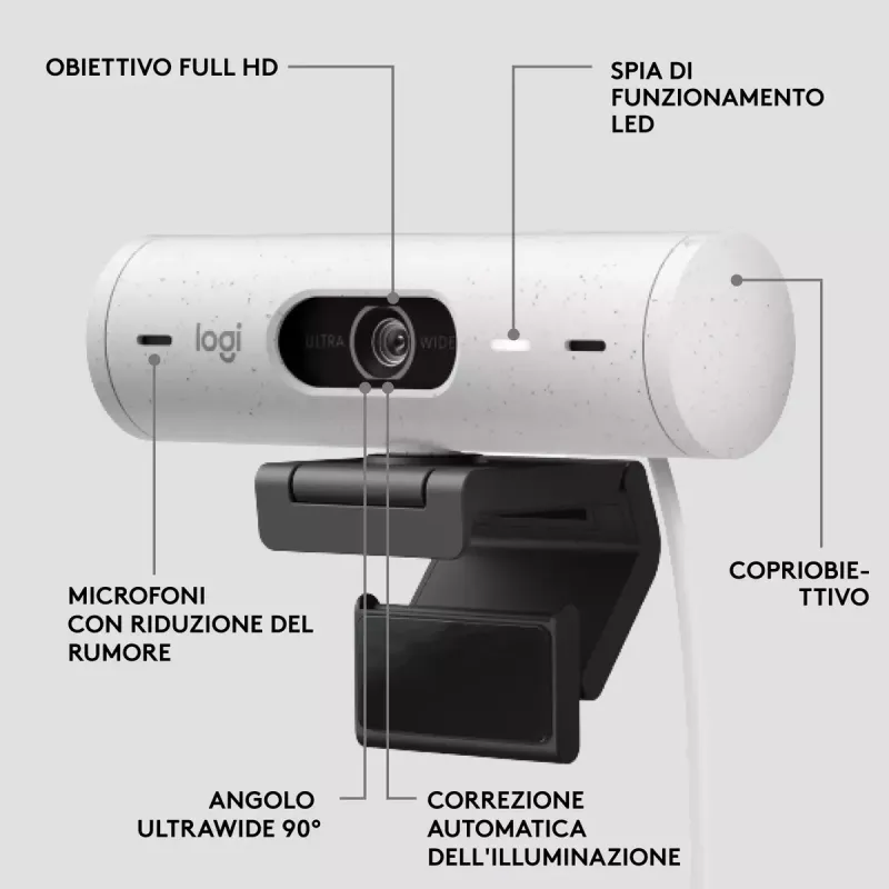Logitech Brio 500 tīmekļa kamera Full HD 4MP USB-C balta