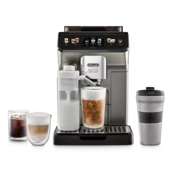 Kombinētā kafijas automāts De’Longhi ECAM450.86.T — pilnībā automātisks, 1.8 L ūdens tvertne, 300 g pupiņu tvertne, 19 bāri, iebūvēta dzirnaviņa, TFT displejs
