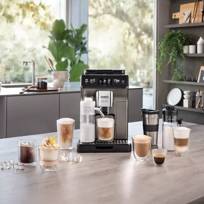 Kombinētā kafijas automāts De’Longhi ECAM450.86.T — pilnībā automātisks, 1.8 L ūdens tvertne, 300 g pupiņu tvertne, 19 bāri, iebūvēta dzirnaviņa, TFT displejs