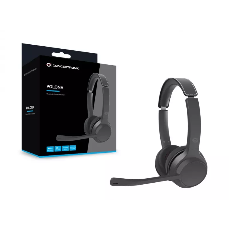 Conceptronic POLONA04B Bluetooth stereo austiņas ar trokšņu slāpējošu mikrofonu
