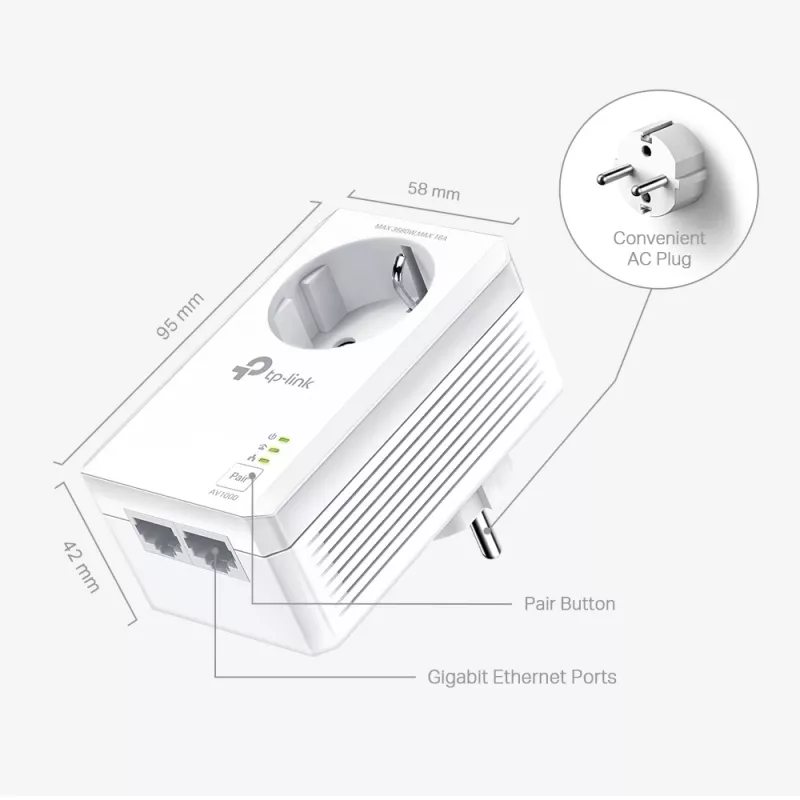 TP-Link TL-PA7027P KIT AV1000 PowerLine tīkla adapteris 1000 Mbit/s, 2 gab.