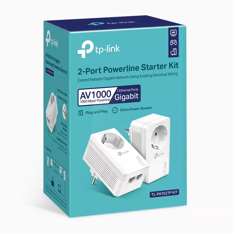 TP-Link TL-PA7027P KIT AV1000 PowerLine tīkla adapteris 1000 Mbit/s, 2 gab.
