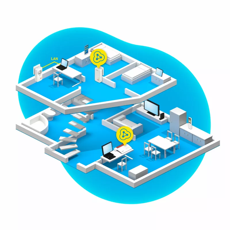 Powerline FRITZ 1260E WLAN komplekts 1200 Mbit/s Ethernet LAN Wi-Fi Balts