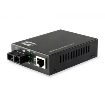 LevelOne GVT-2002 Gigabitu mediju pārveidotājs RJ45 uz SC vienmodas šķiedru, 20 km