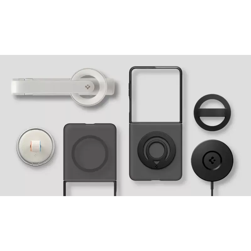 Flip maciņš Samsung Galaxy Z Flip7 — Spigen Capella Pro, caurspīdīgs, PC+TPU, 6.9 collu ekrānam