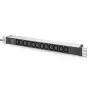 DIGITUS 1U alumīnija PDU sloksne, 12x C13, 16A, 230V, drošības spraudnis