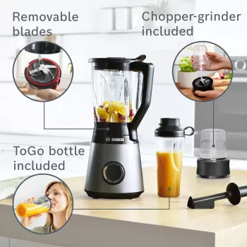 Bosch Serie 4 MMB6177S blender 1.5 L galda blenderis 1200 W Melns, Sudrabs