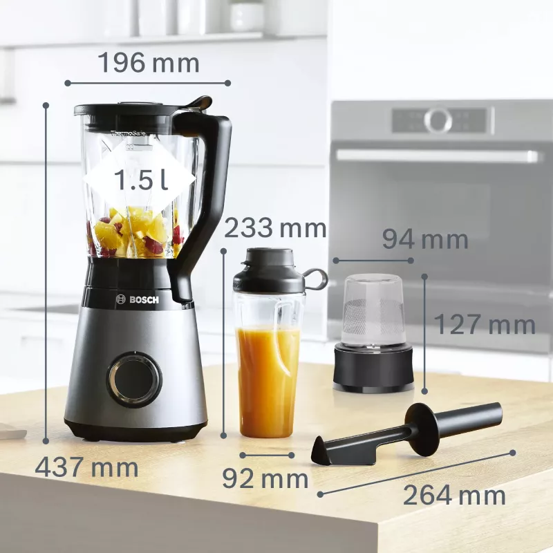 Bosch Serie 4 MMB6177S blender 1.5 L galda blenderis 1200 W Melns, Sudrabs