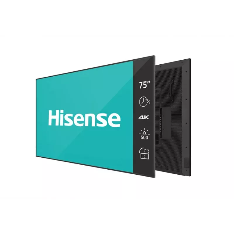 Hisense 75DM66D Signage Displejs 190.5 cm (75 colli) LED Wi-Fi 500 cd/m² 4K Ultra HD Melns Iebūvēts procesors Android 11 24/7