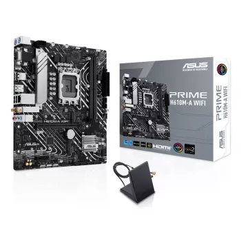 Mātesplate ASUS PRIME H610M-A WIFI — Intel H610, LGA 1700, micro ATX, DDR5, 2x DIMM, Wi‑Fi 5, 7.1 audio