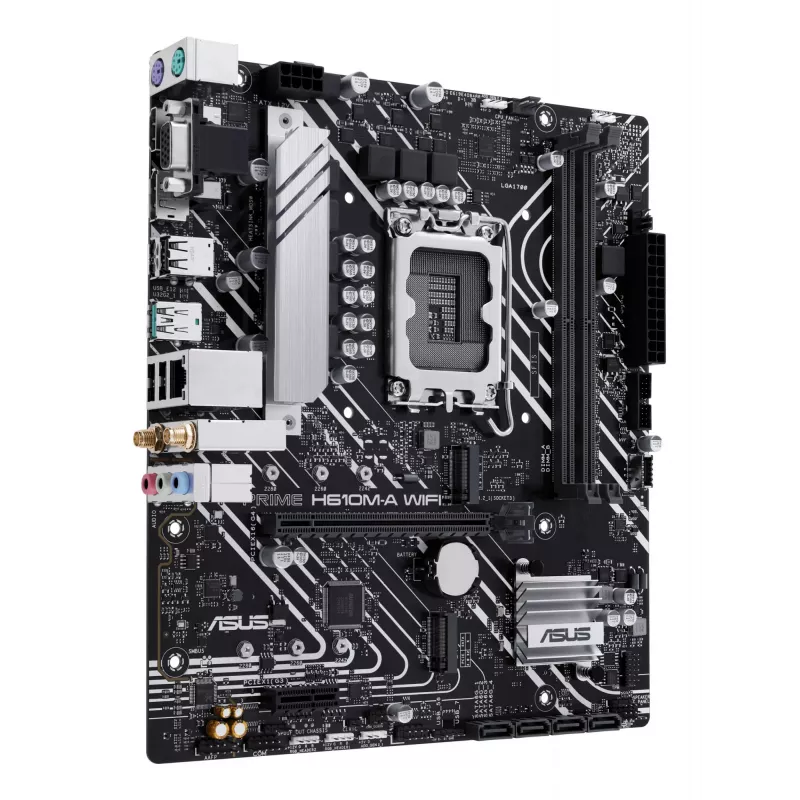 ASUS PRIME H610M-A WIFI mātesplate, Intel H610, LGA 1700, micro ATX, DDR5, 2x DIMM, Wi-Fi 5, Bluetooth, Gigabit LAN, 7.1 HD skaņa