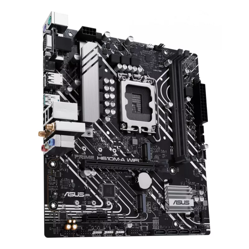 ASUS PRIME H610M-A WIFI mātesplate, Intel H610, LGA 1700, micro ATX, DDR5, 2x DIMM, Wi-Fi 5, Bluetooth, Gigabit LAN, 7.1 HD skaņa