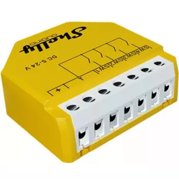 Shelly Qubino Wave i4 DC viedais slēdzis, Z-Wave, 4 ieejas, 5-24V, dzeltens