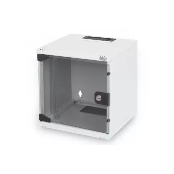 DIGITUS Sienas Montāžas Skapis 254mm (10 inch) 6U pelēks (RAL 7035) ar stikla durvīm
