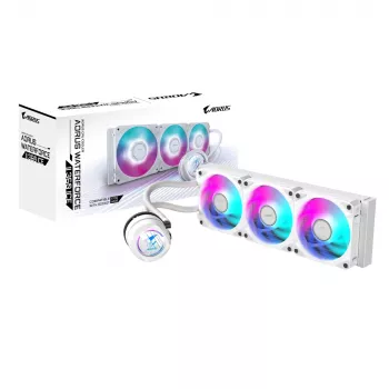 GIGABYTE AORUS WATERFORCE II 360 ICE AIO Šķidruma dzesētājs - 3x120mm ARGB ventilatori, bīdāms bloķēšanas mehānisms, DAISY-CHAIN, saderīgs ar Intel LGA 1851 un AMD AM5