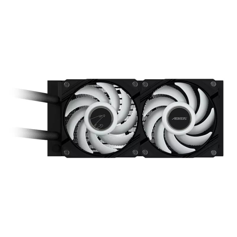 GIGABYTE AORUS WATERFORCE II 240 AIO šķidruma dzesētājs procesoram - 2x120mm ARGB ventilatori, bīdāmais savienojuma mehānisms, DAISY-CHAIN, saderīgs ar Intel LGA 1851 un AMD AM5
