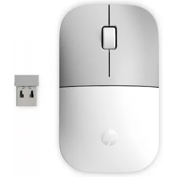 HP Z3700 keramikas balta bezvadu pele, ambidekstra, optiskā, RF bezvadu, 1200 DPI, sudraba, balta