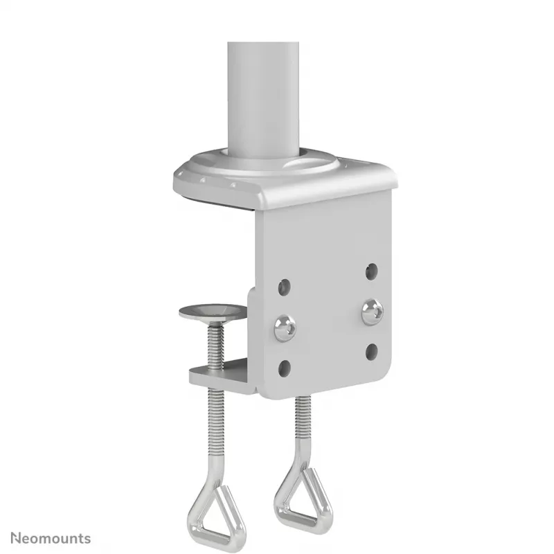 Neomounts FPMA-D935D divu ekrānu galda turētājs, pilnībā kustināms, stiprināms ar skavu, 14–27 collas (35,6–68,6 cm), 6 kg vienam ekrānam, VESA 75x75/100x100, sudrabains