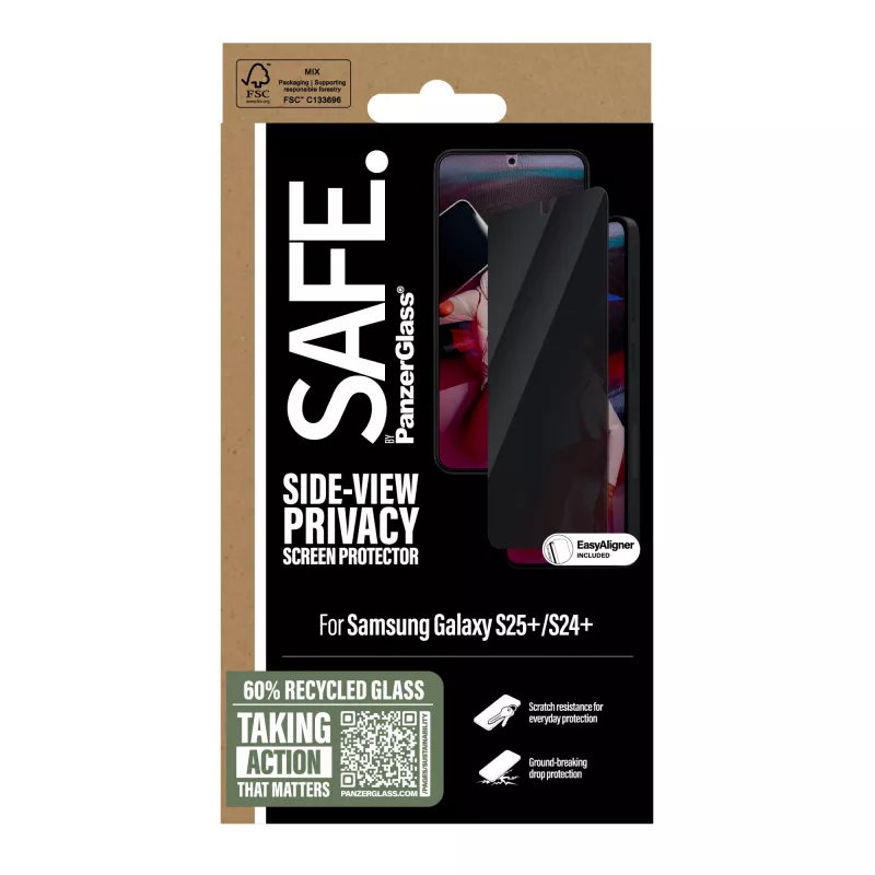 PanzerGlass SAFE. by ® Privātuma ekrāna aizsargs Samsung Galaxy S25+ | S24+ | Ultra-Wide Fit ar EasyAligner