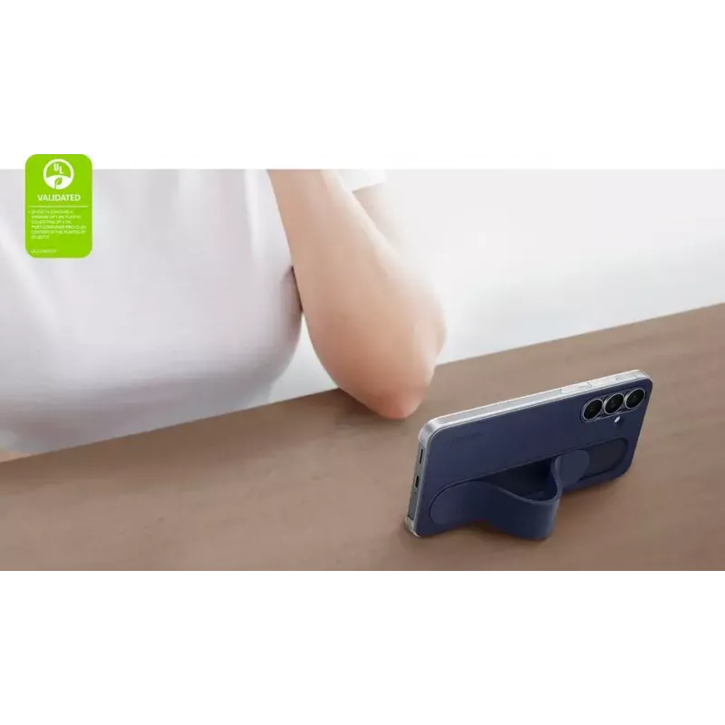 Stāvvada satvēriena maciņš Samsung Galaxy S25 FE — Navy, 17 cm (6.7 inch) ekrānam, galda statīvs