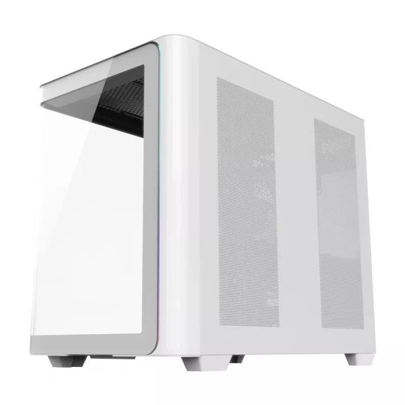 FSP M580-WP Plus Midi Tower datora korpuss, ATX, ARGB, rūdīts stikls, balts