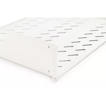 DIGITUS 2U fiksēts perforēts plaukts, pelēks (RAL 7035), līdz 25 kg, 85x483x350 mm