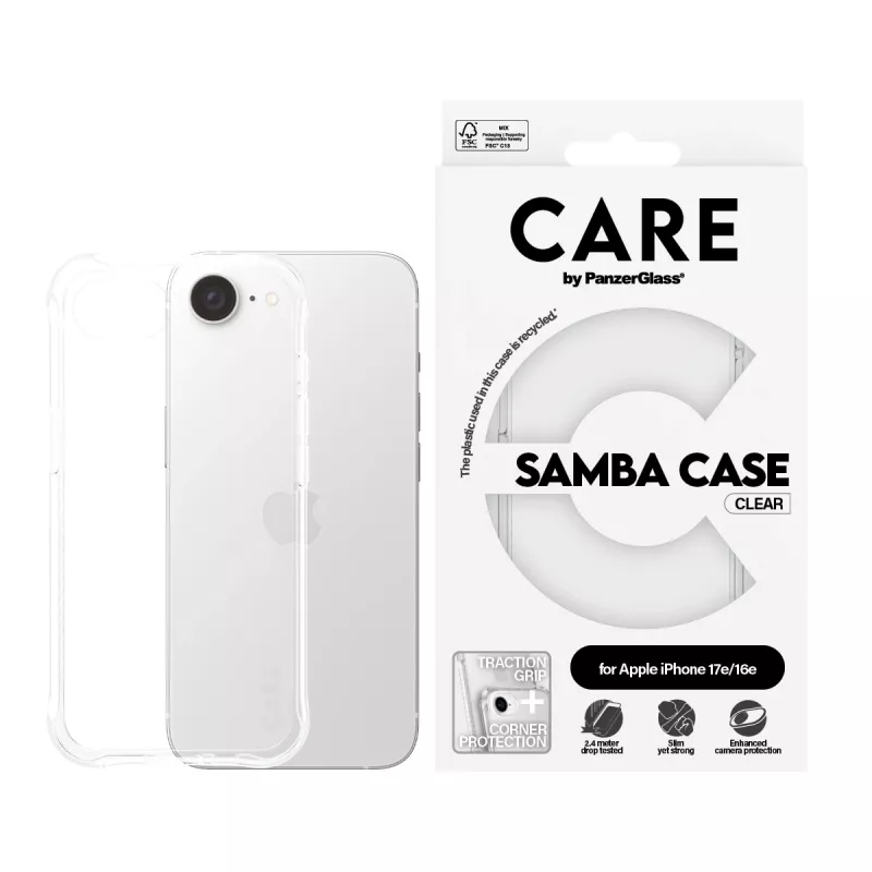 Vāciņš PanzerGlass CARE by Fashionable Case Samba Caurspīdīgs iPhone 16e