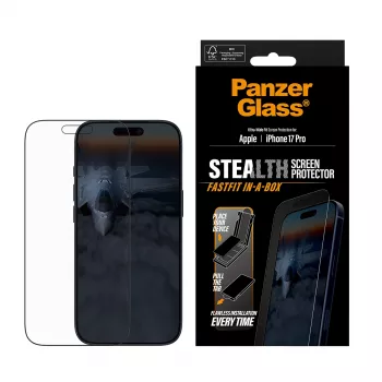 PanzerGlass® Stealth Ekrāna Aizsargs iPhone 17 Pro | Ultra-Wide Fit ar FASTFIT IN-A-BOX