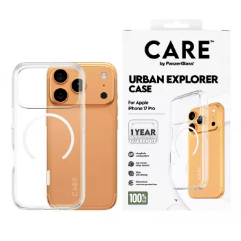 PanzerGlass CARE™ by ® Urban Explorer Macīgs Caurspīdīgs ar Baltu MagSafe iPhone 17 Pro