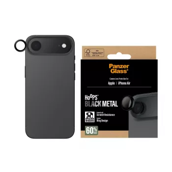 Kameras objektīva aizsargs PanzerGlass Hoops iPhone Air — rūdīts stikls, melns, skrāpējumu un triecienu izturīgs