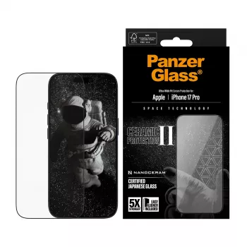 PanzerGlass ® Ceramic II ekrāna aizsargs iPhone 17 Pro | Ultra-Wide Fit ar EasyAligner