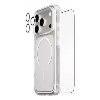 PanzerGlass CARE 3-in-1 Flagship Explorer aizsardzības komplekts iPhone 17 Pro — rūdīts stikls, PET, silikons, caurspīdīgs