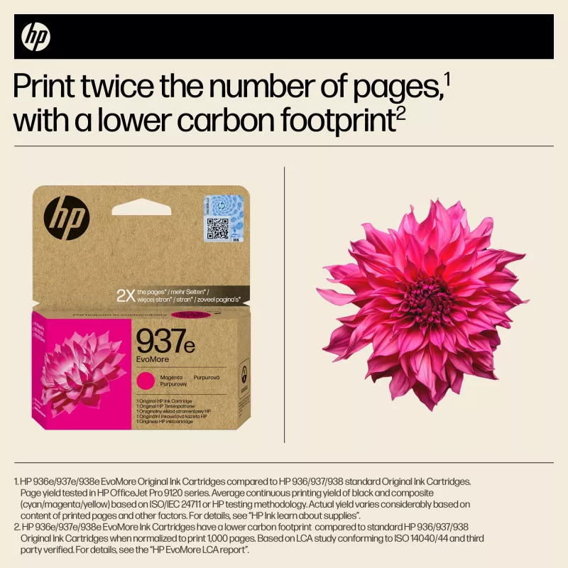 HP 937e EvoMore Magenta Originala tintes kasetne