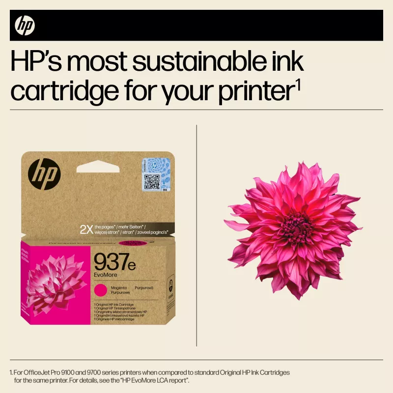 HP 937e EvoMore Magenta Originala tintes kasetne