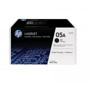 HP 05A 2 iepakojums Melns Oriģinālais LaserJet Tonera kasetnes, 4600 lpp, Melns, 2 gab.