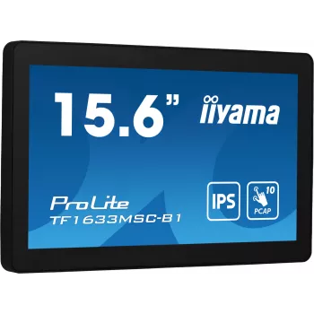 Iiyama ProLite TF1633MSC-B1 monitors 39,6 cm (15,6 collu) 1920 x 1080 pikseļi Full HD skārienekrāns melns