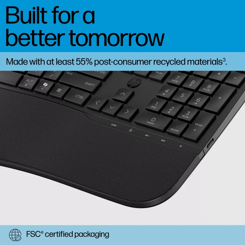 HP 685 Comfort Dual-Mode tastatūra pilnizmēra bezvadu Bluetooth membrānas