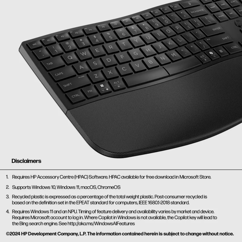 HP 685 Comfort Dual-Mode tastatūra pilnizmēra bezvadu Bluetooth membrānas
