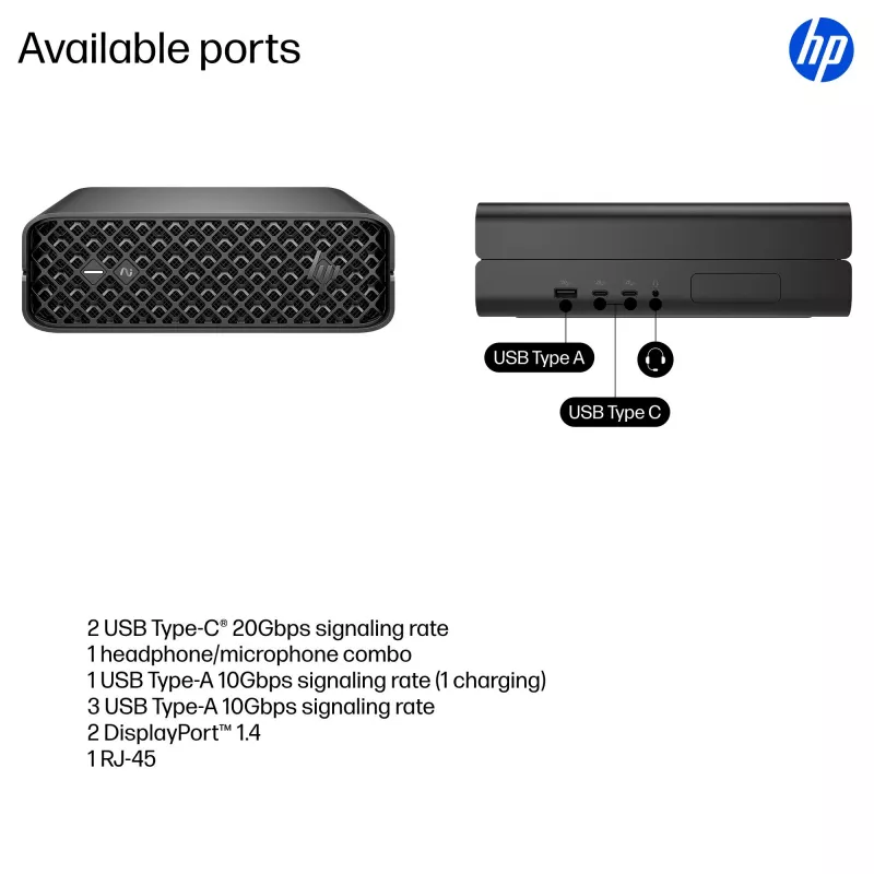HP Z2 Mini G1i A40LPET AI darbstacijas mini dators, Intel Core Ultra 7 265K, 32 GB RAM, 1 TB SSD, NVIDIA RTX 2000 Ada 16 GB, Wi-Fi 7, Windows 11 Pro