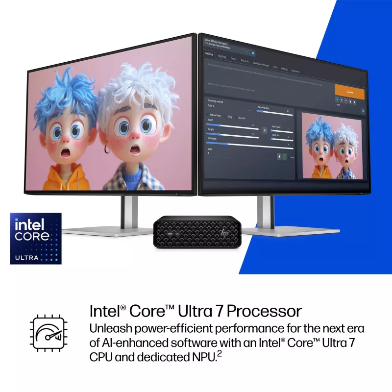 HP Z2 Mini G1i A40LPET AI darbstacijas mini dators, Intel Core Ultra 7 265K, 32 GB RAM, 1 TB SSD, NVIDIA RTX 2000 Ada 16 GB, Wi-Fi 7, Windows 11 Pro