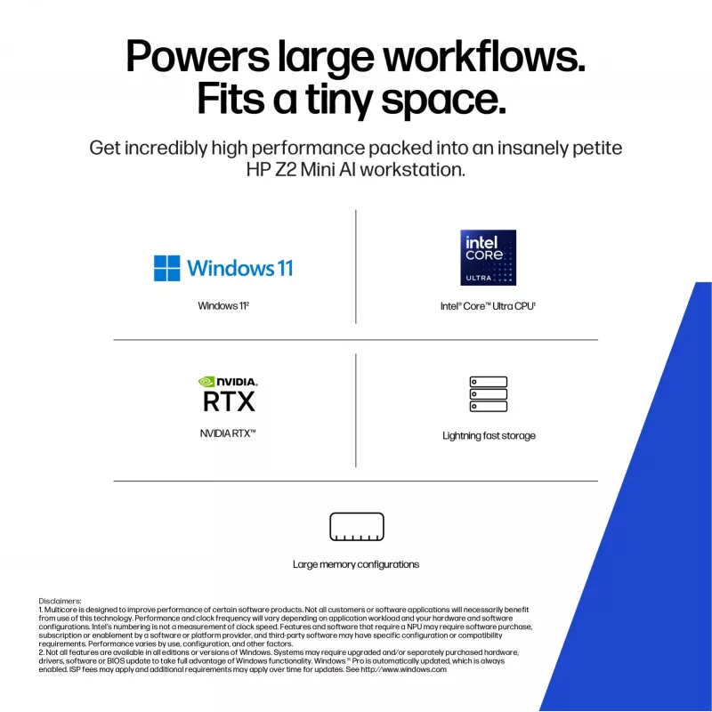 HP Z2 G1i Mini darbstacija Intel Core Ultra 7 265 32 GB DDR5-SDRAM NVIDIA RTX A400 Windows 11 Pro AI dators