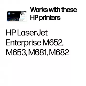 HP 655A melnais oriģinālais LaserJet tonera kasetne, 12500 lapas, melna, 1 gab.