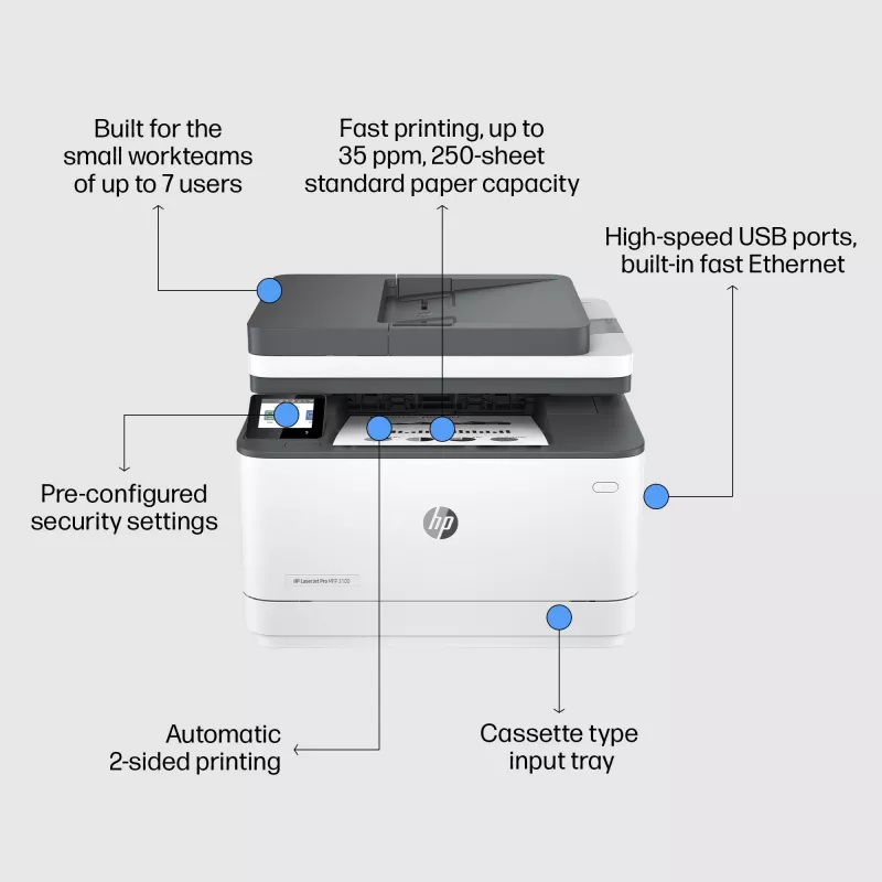 Printeris HP LaserJet Pro 3002dn Pelēks Balts