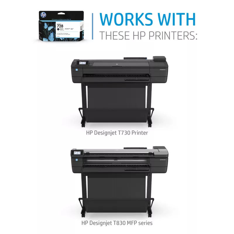 HP 728 130 ml Matēti melna tintes kasetne DesignJet