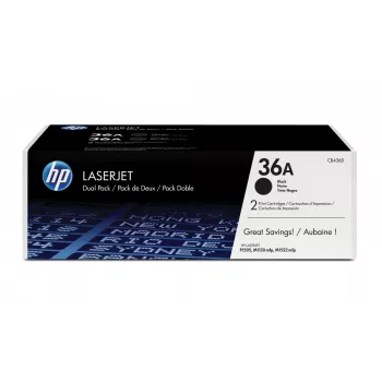 HP 36A 2 iepakojums Melni oriģinālie LaserJet tonera kasetnes, 4000 lpp, Melns, 2 gab.